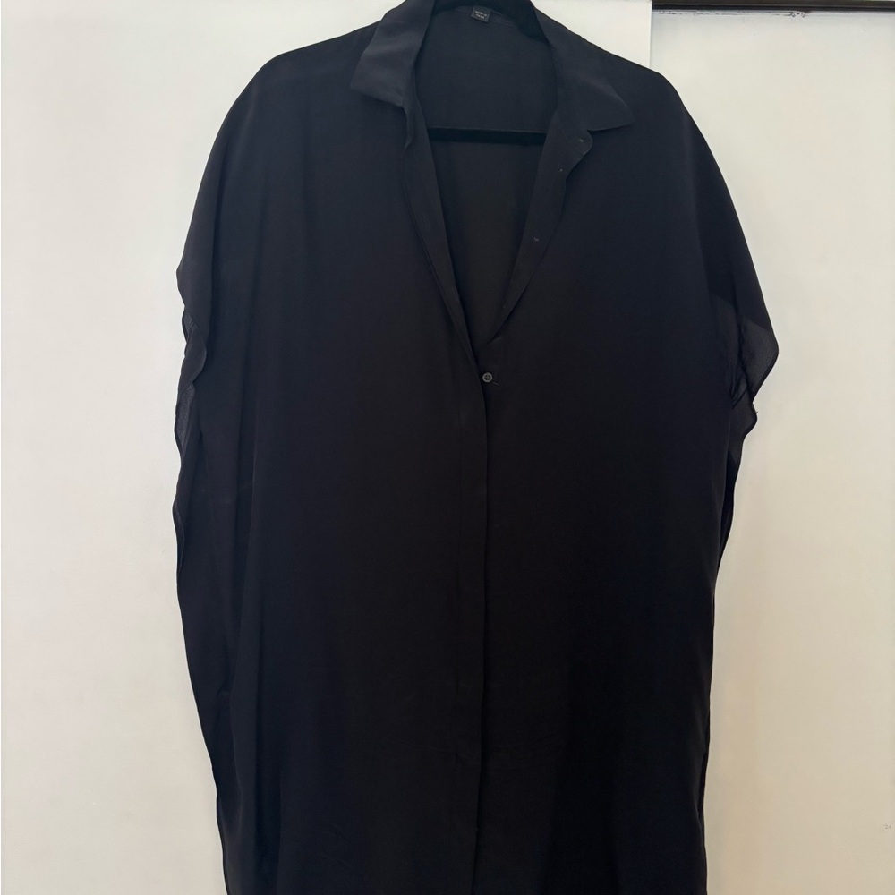 Chic Black Mini Shirtdress